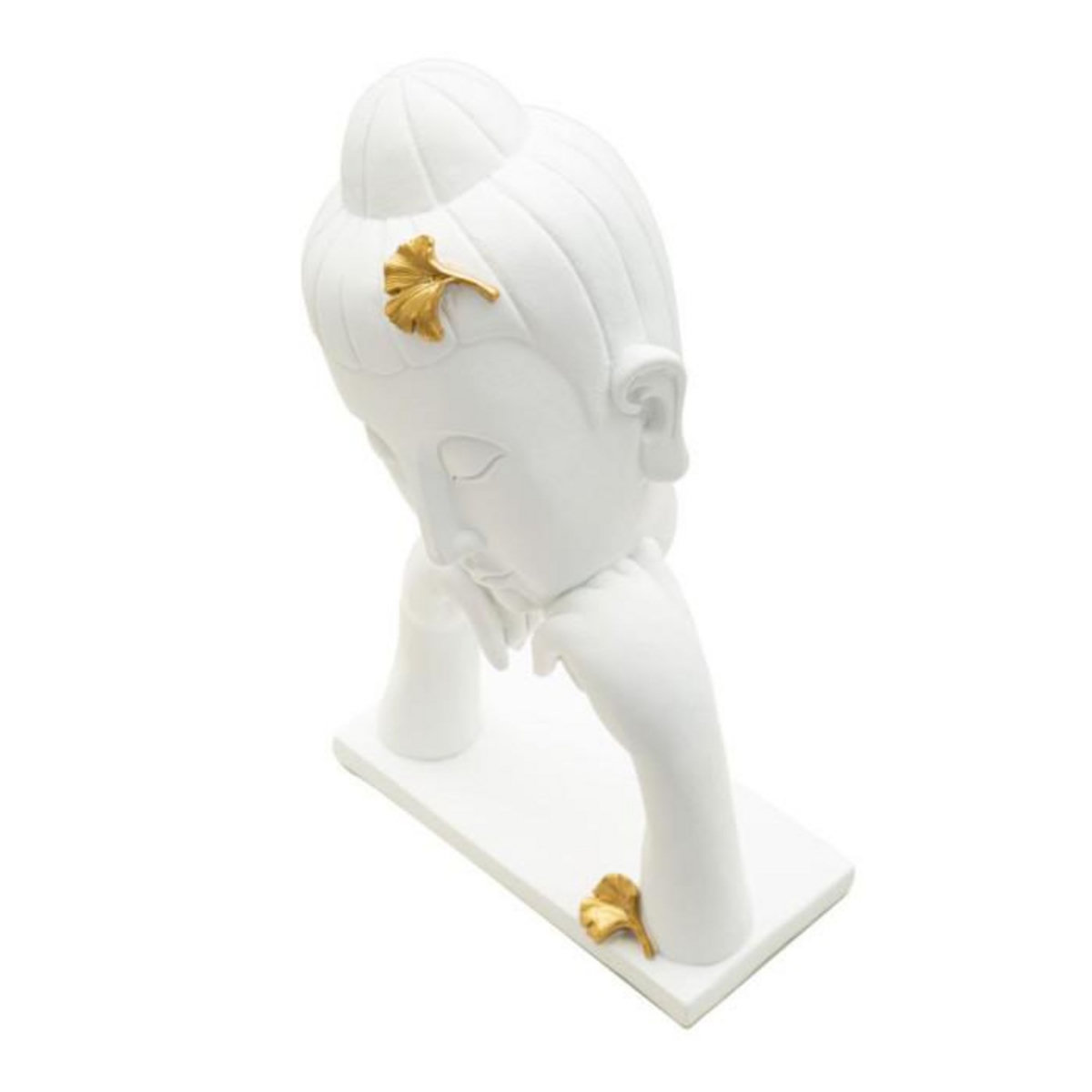 Paris Prix Statuette Déco en Résine  Bouddha Mains  36cm Blanc