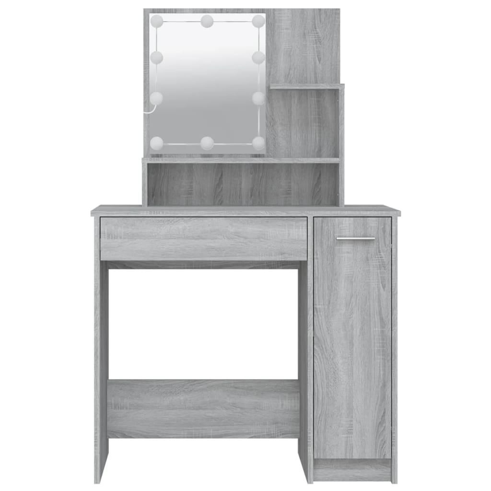 Voir la diapositive 5 : VIDAXL Coiffeuse avec LED Sonoma gris 86,5x35x136 cm