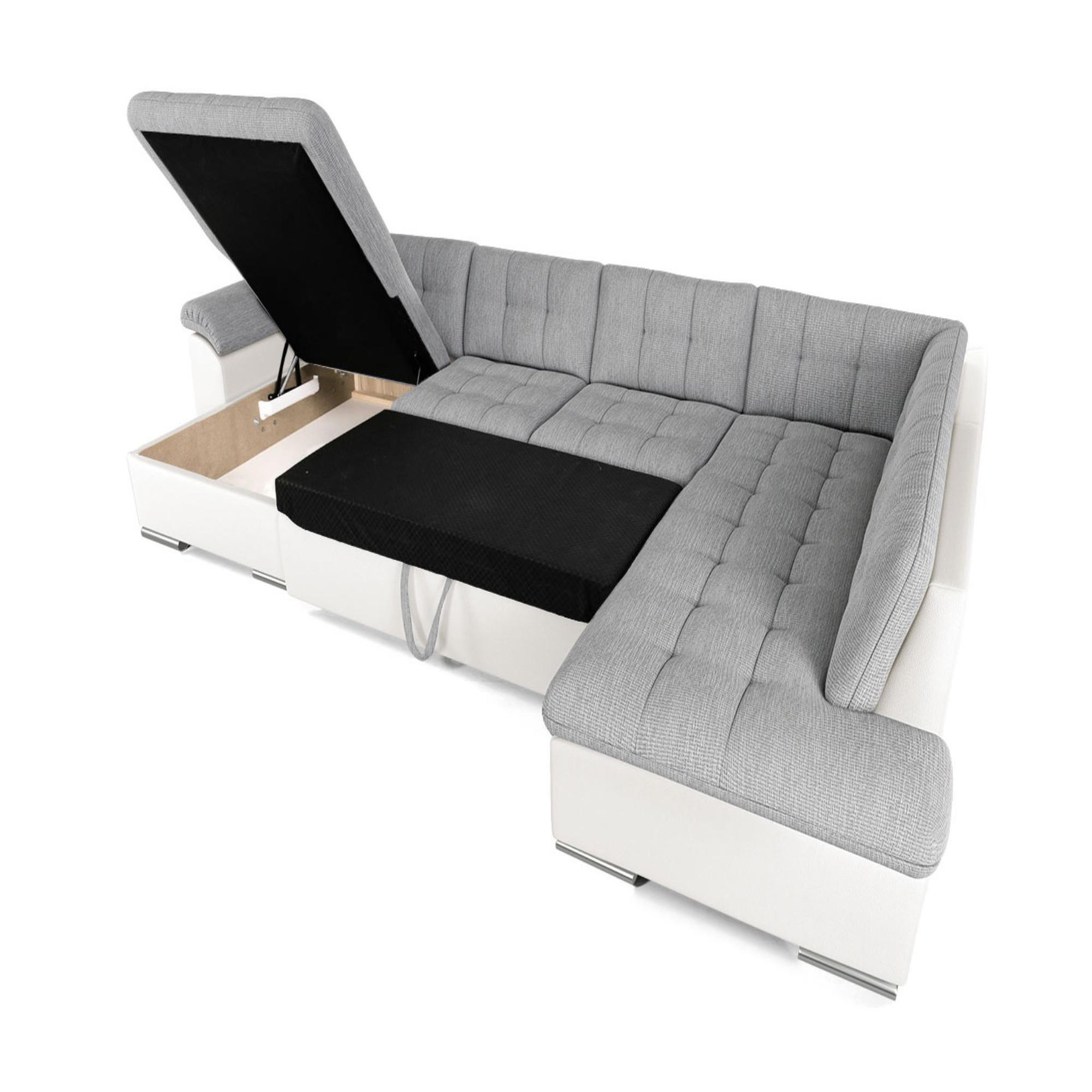 Voir la diapositive 3 : BEST MOBILIER Chuck - canapé panoramique xxl - convertible avec coffre - 7 places - droit