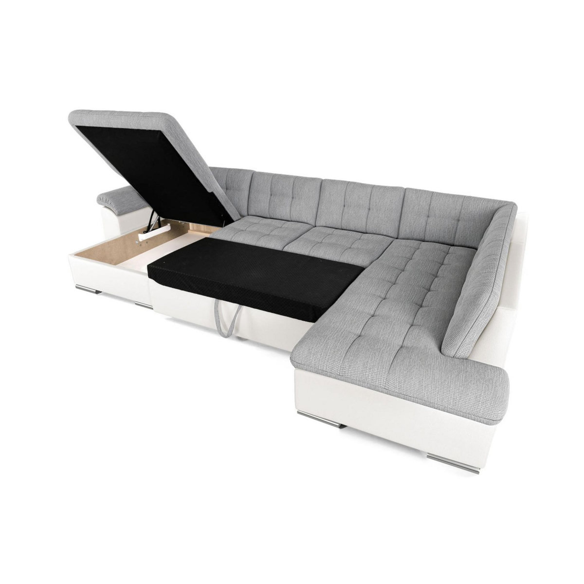 BEST MOBILIER Chuck - canapé panoramique xxl - convertible avec coffre - 7 places - droit