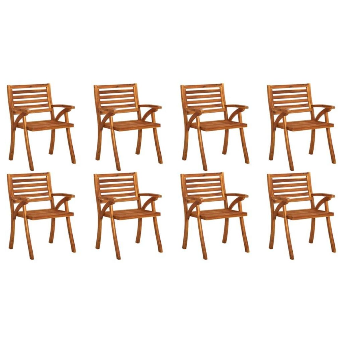 VIDAXL Chaises de jardin avec coussins lot de 8 Bois d'acacia solide