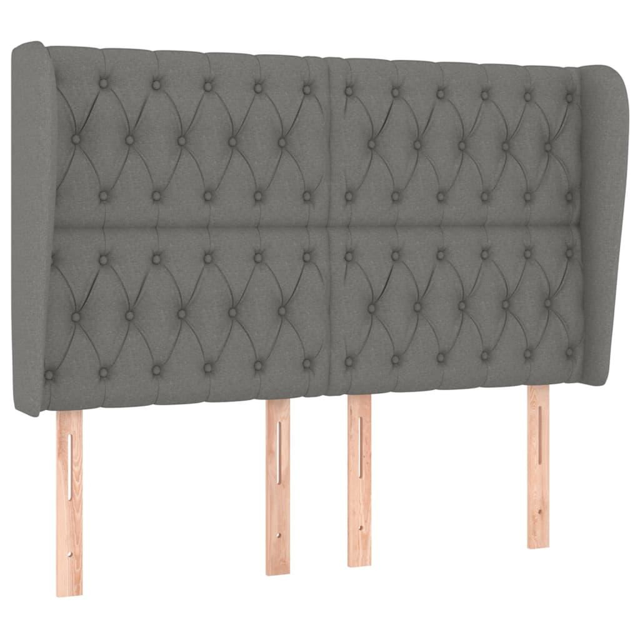 VIDAXL Tete de lit avec oreilles gris fonce 163x23x118/128 cm tissu