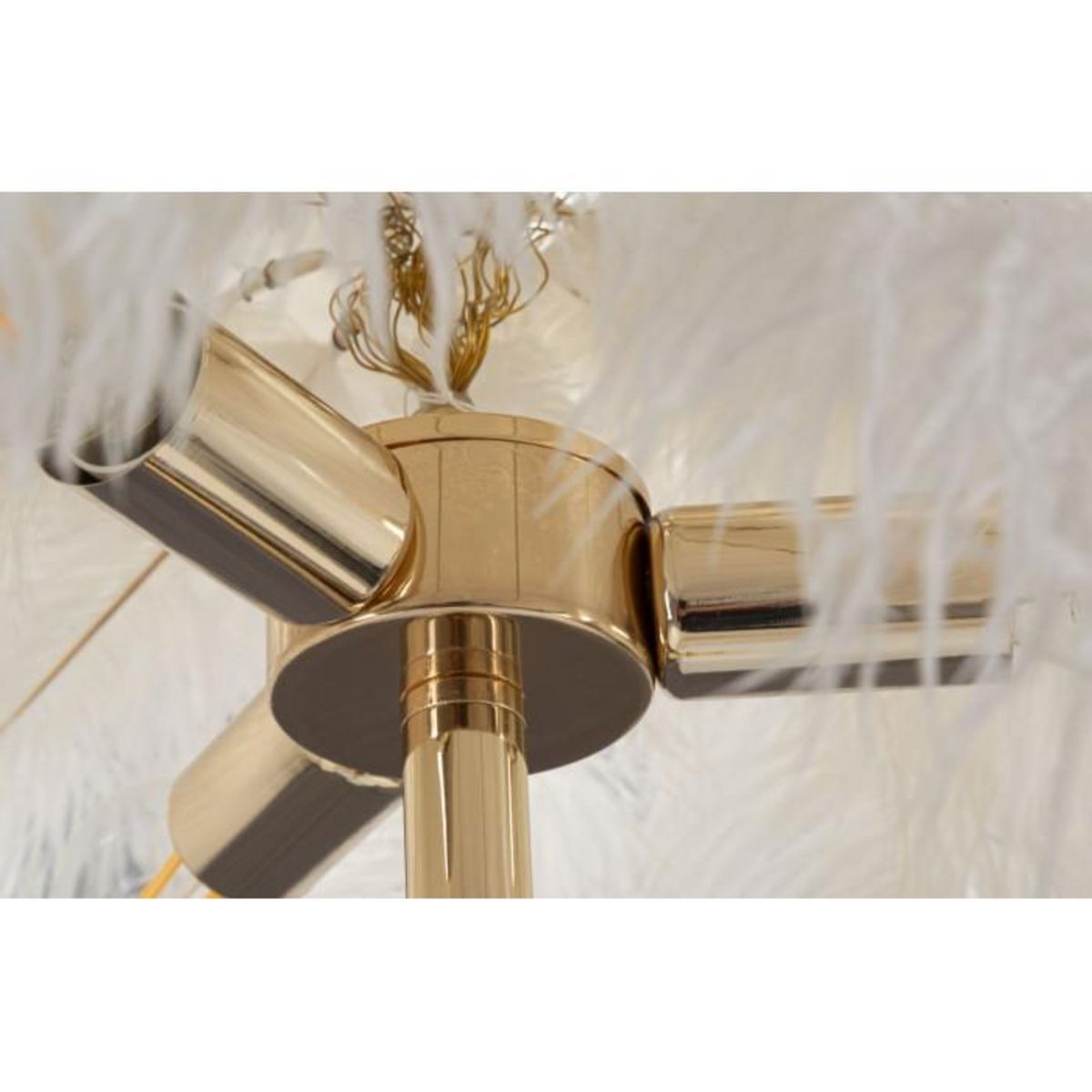 Paris Prix Lampadaire Imitation Plume  Palm  160cm Or & Blanc