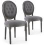 Voir la diapositive 1 : Paris Prix Lot de 2 Chaises Médaillon  Quing  Capitonné Tissu Gris