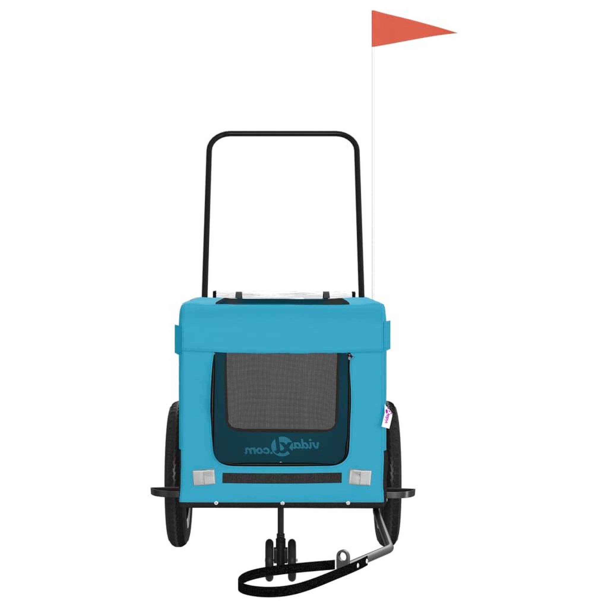 Voir la diapositive 5 : VIDAXL Remorque de velo pour animaux de compagnie bleu et noir