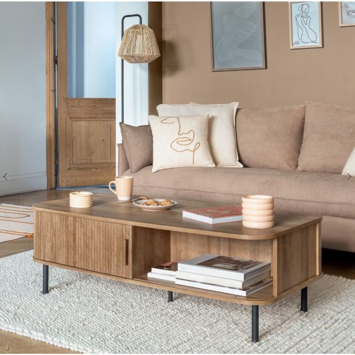 ATMOSPHERA Table basse 2 portes coulissantes L120cm CAMELIA