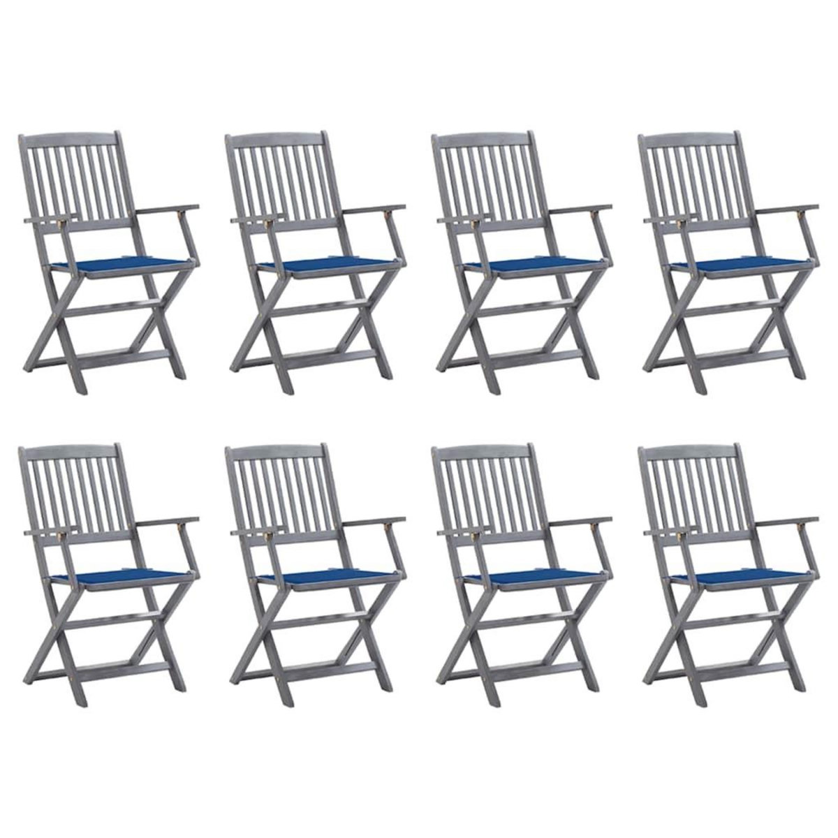 VIDAXL Chaises pliables d'exterieur lot de 8 et coussins Bois d'acacia