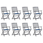 VIDAXL Chaises pliables d'exterieur lot de 8 et coussins Bois d'acacia