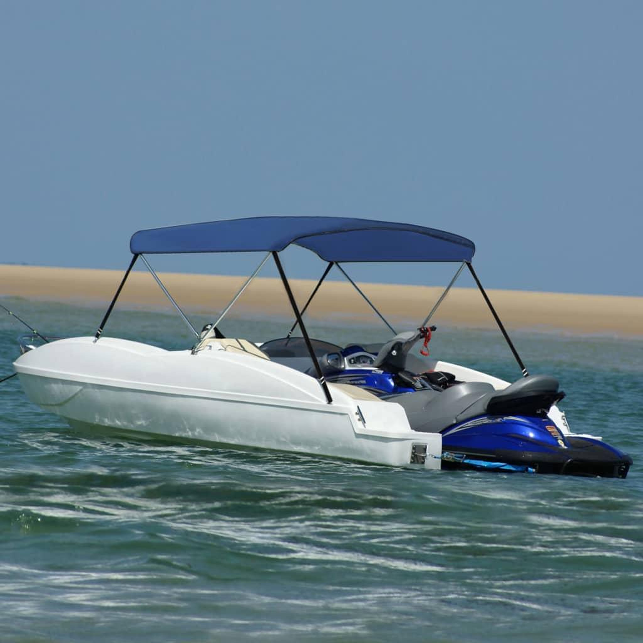 VIDAXL Auvent bimini a 2 arceaux Bleu marine 180x130x110 cm