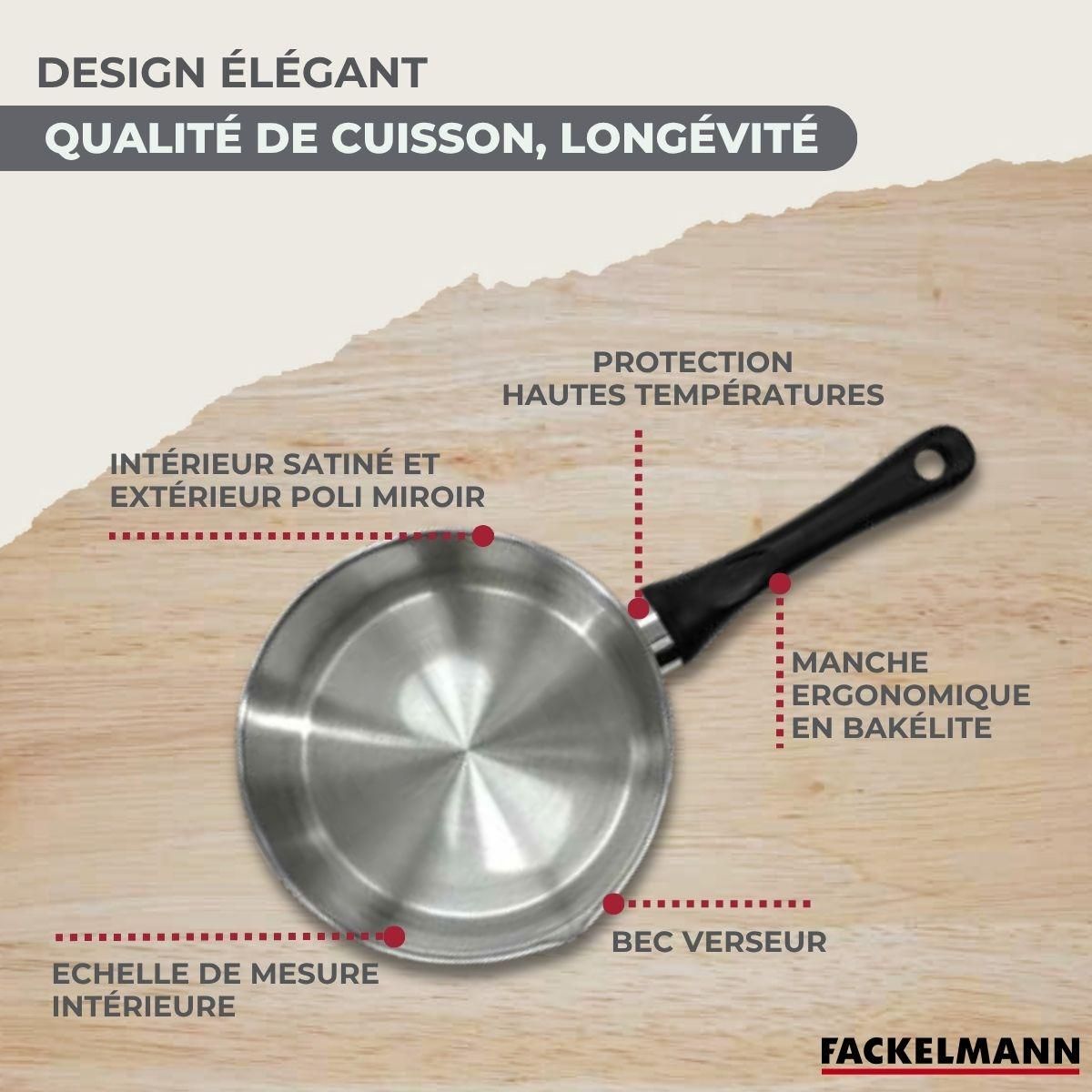 Fackelmann Set 3 casseroles 12 16 et 20 cm en inox et 6 ustensiles inox Fackelmann Geneva