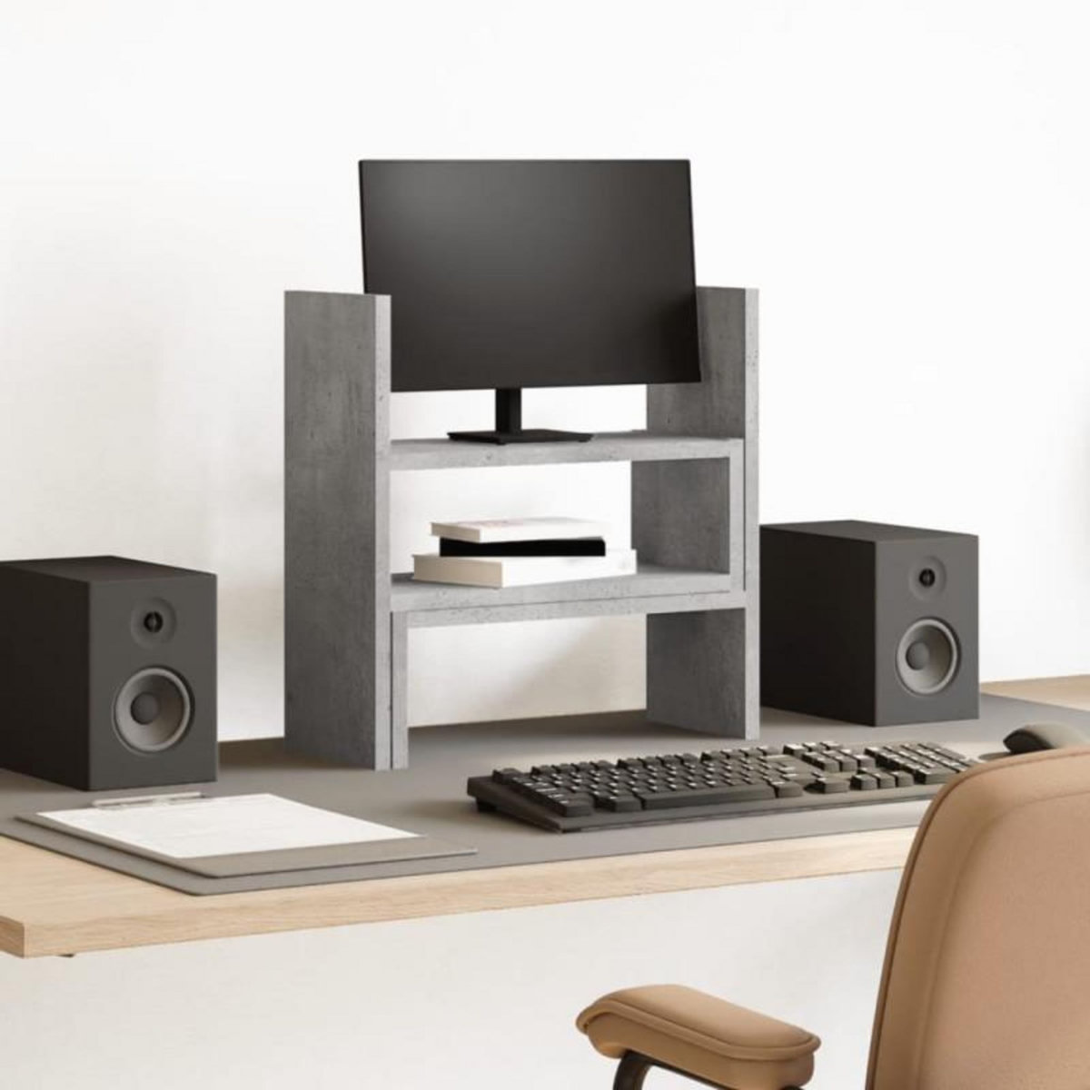 VIDAXL Organisateur de bureau réglable gris béton bois d ingénierie