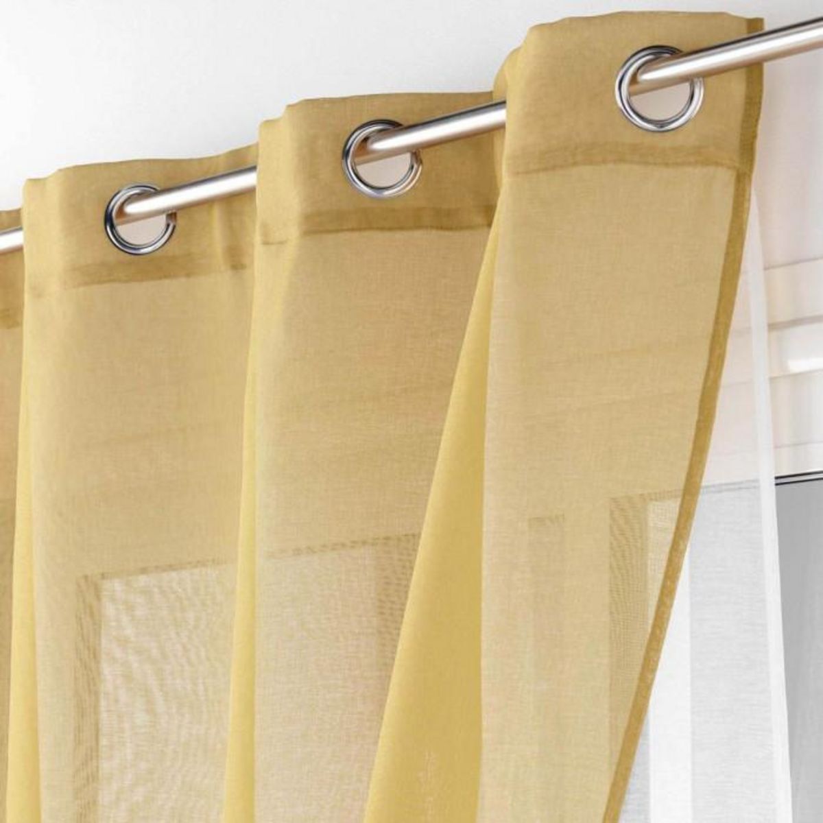 Paris Prix Rideau Voilage à Œillets  Duetto  140x240cm Miel & Blanc