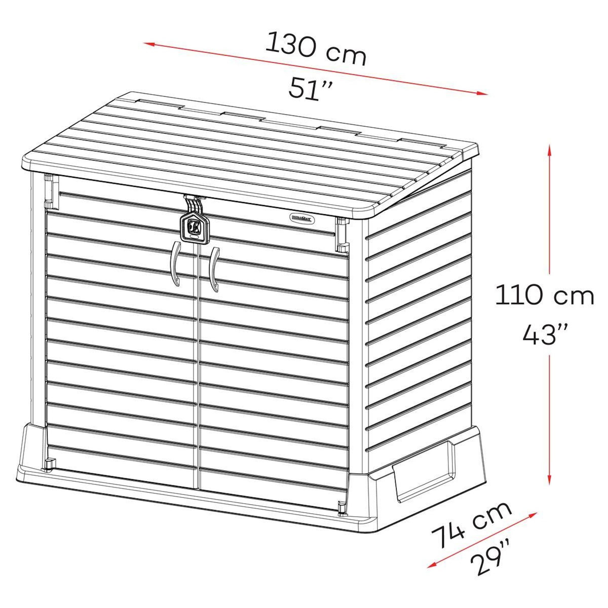 DURAMAX Armoire de rangement jardin Résine - Gris - 850L - STOREAWAY