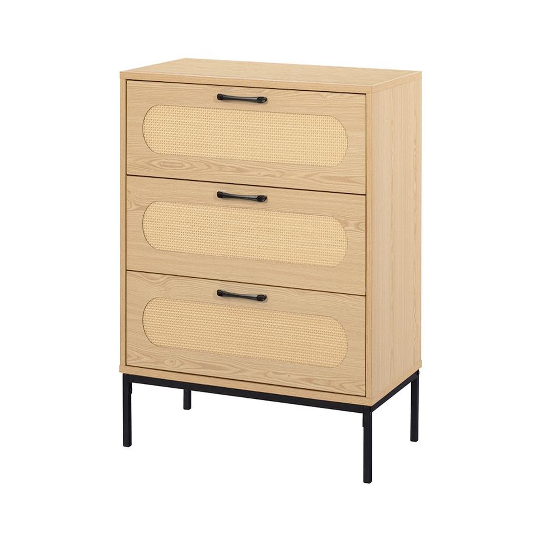 Voir la diapositive 2 : BEST MOBILIER Nagato - commode - cannage et effet bois - 70 cm