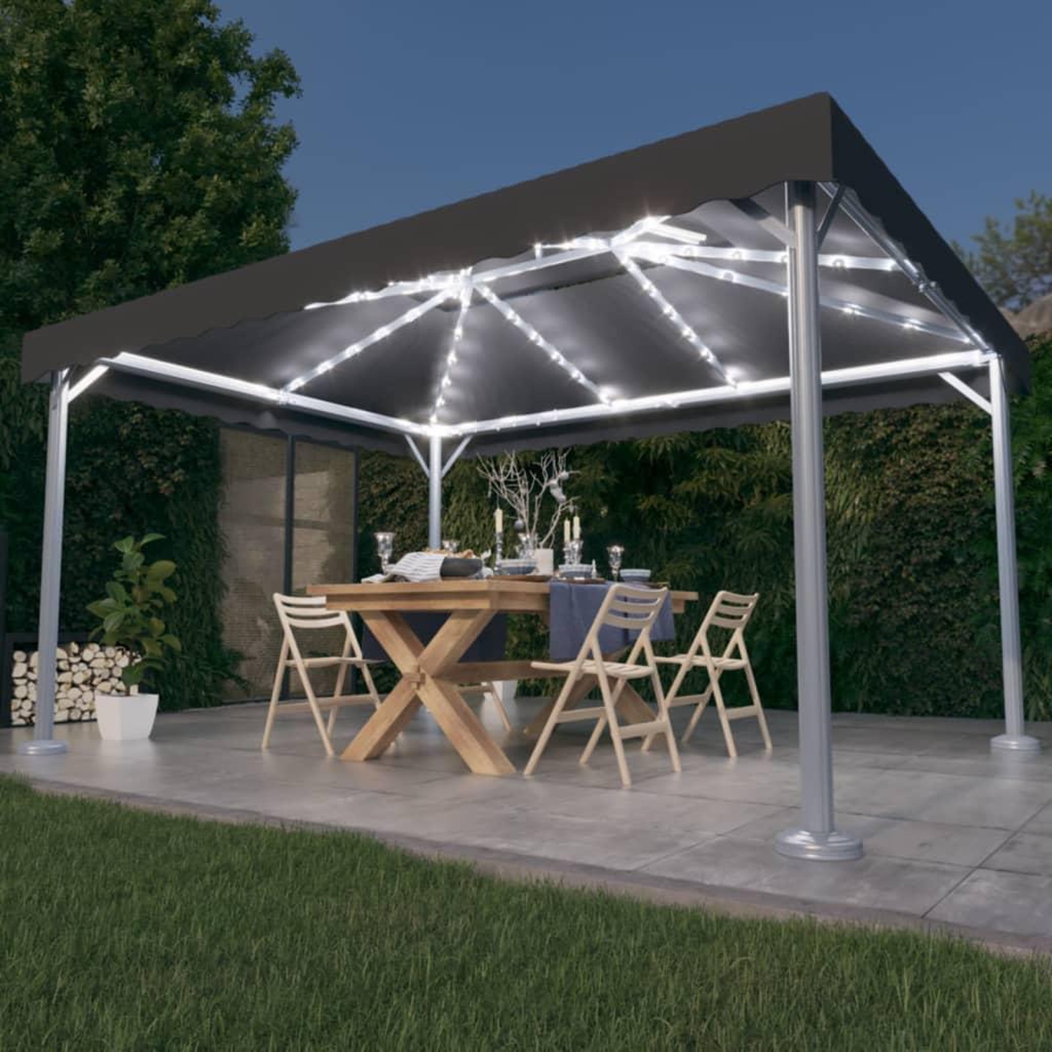 VIDAXL Tonnelle et guirlande lumineuse a LED 4x3m Anthracite Aluminium