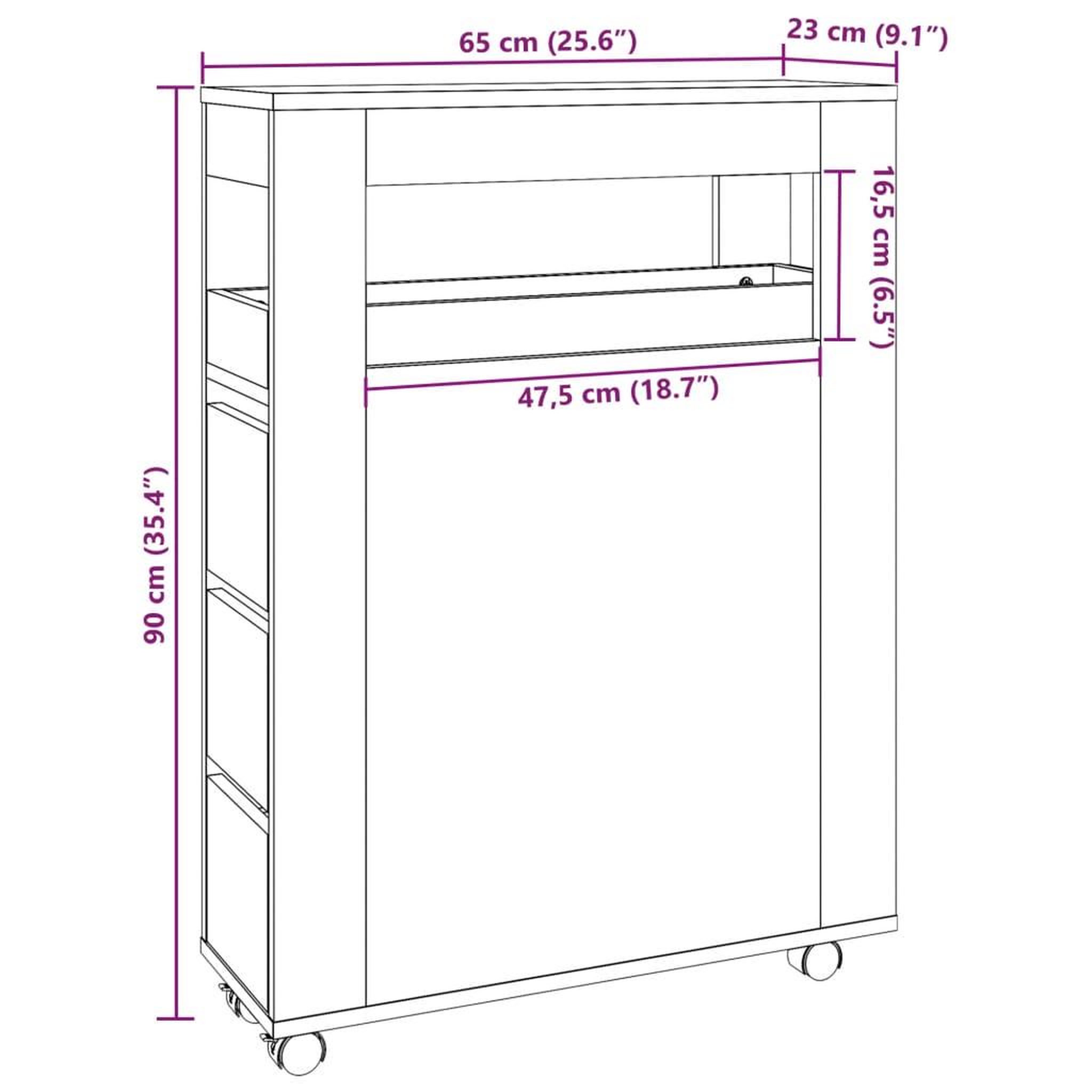 Voir la diapositive 6 : VIDAXL Meuble etroit de salle de bain a roulettes blanc