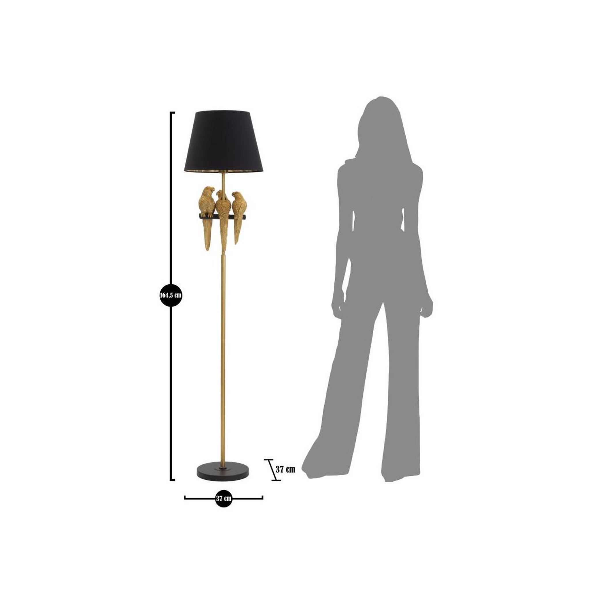 Voir la diapositive 6 : Paris Prix Lampadaire design  perroquets  164cm or & noir