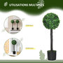 Voir la diapositive 5 : HOMCOM Lot de 2 buis artificiels topiaires artificielles en forme de boule dim. Ø 20 x 60H cm pots inclus