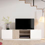 Voir la diapositive 2 : HOMIFAB Buffet 3 portes blanc et effet bois 130 cm - Josie