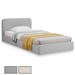 IDIMEX Lit simple BELARTI 90 x 190 cm rembourré, revêtement en tissu. Coloris disponibles : Gris, Blanc