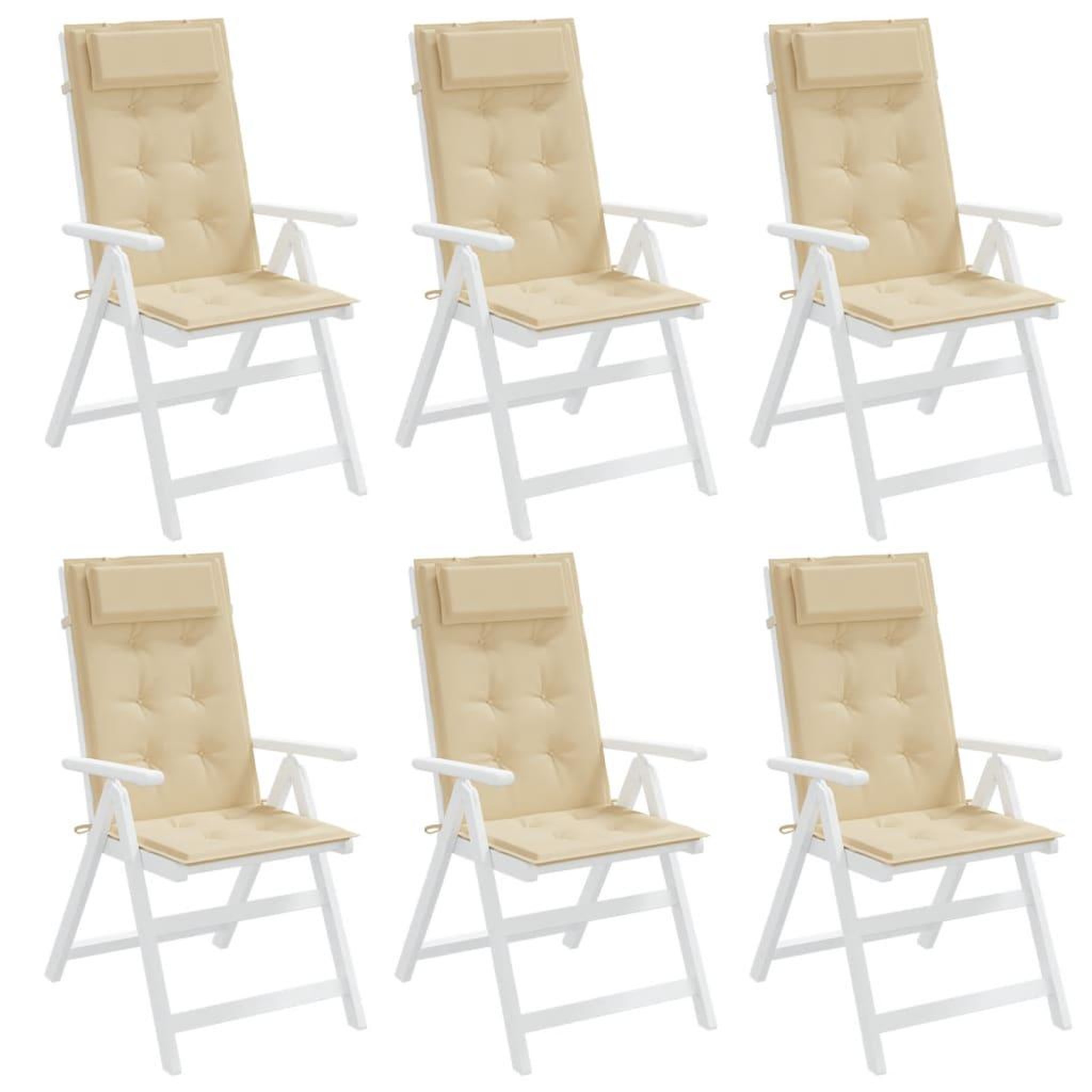 Voir la diapositive 4 : VIDAXL Coussins de chaise a dossier haut lot de 6 beige tissu oxford