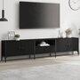Voir la diapositive 1 : VIDAXL Meuble TV avec tiroir noir 200x25x44 cm bois d'ingenierie