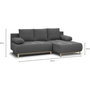 Voir la diapositive 5 : MARKET24 Canapé d'angle droit convertible MIKA 3 places - Tissu gris clair - Coffre de rangement - L218 x P98/145 x H84 cm