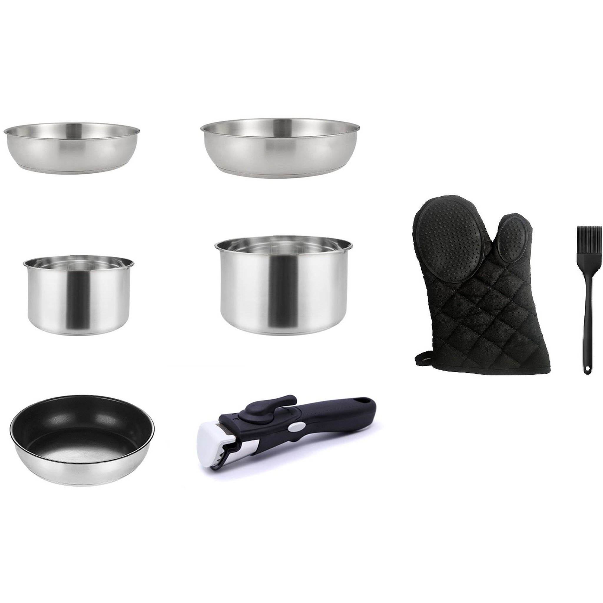 KITCHEN COOK Batterie de cuisine 8 pièces induction amovible inox 