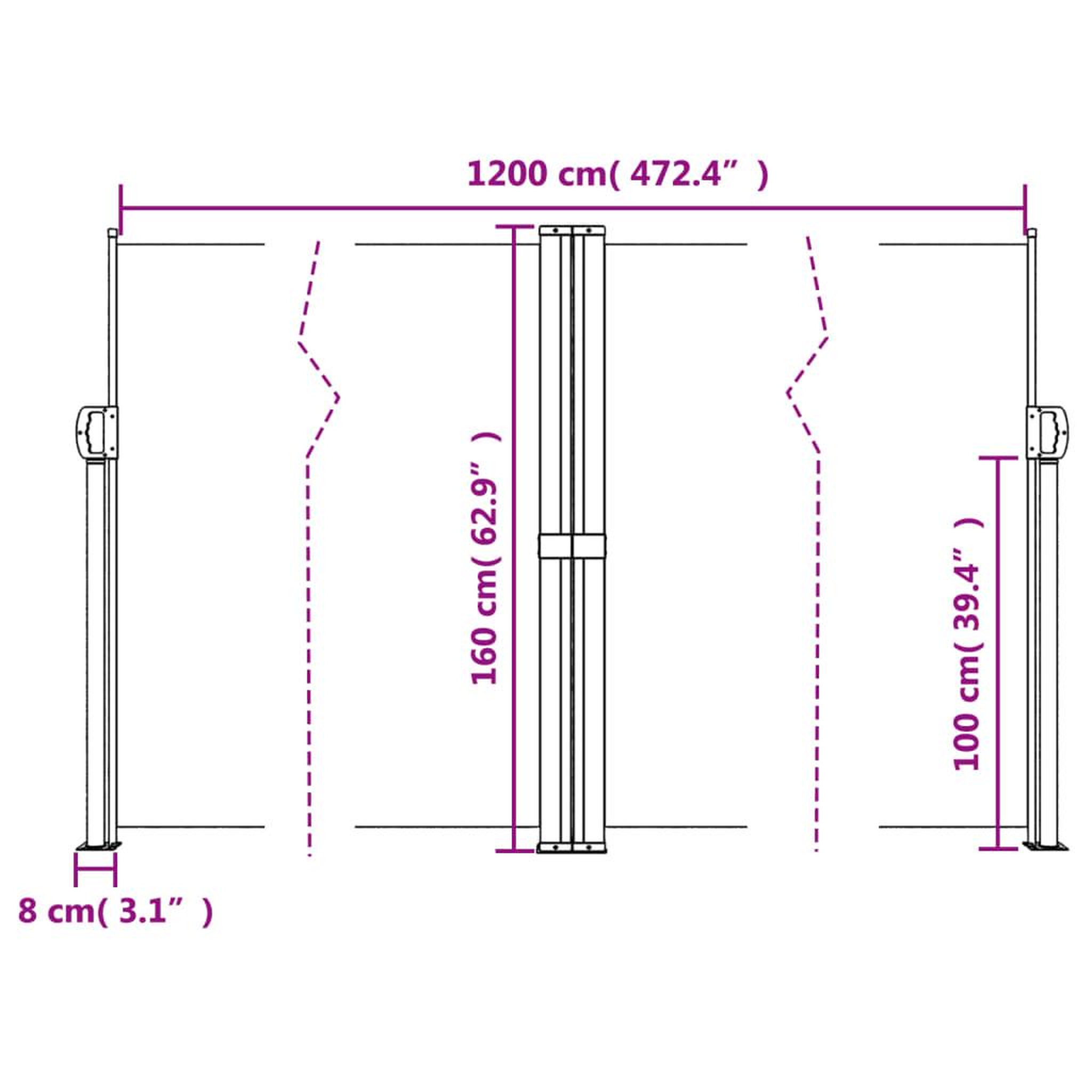 Voir la diapositive 6 : VIDAXL Auvent lateral retractable beige 160x1200 cm