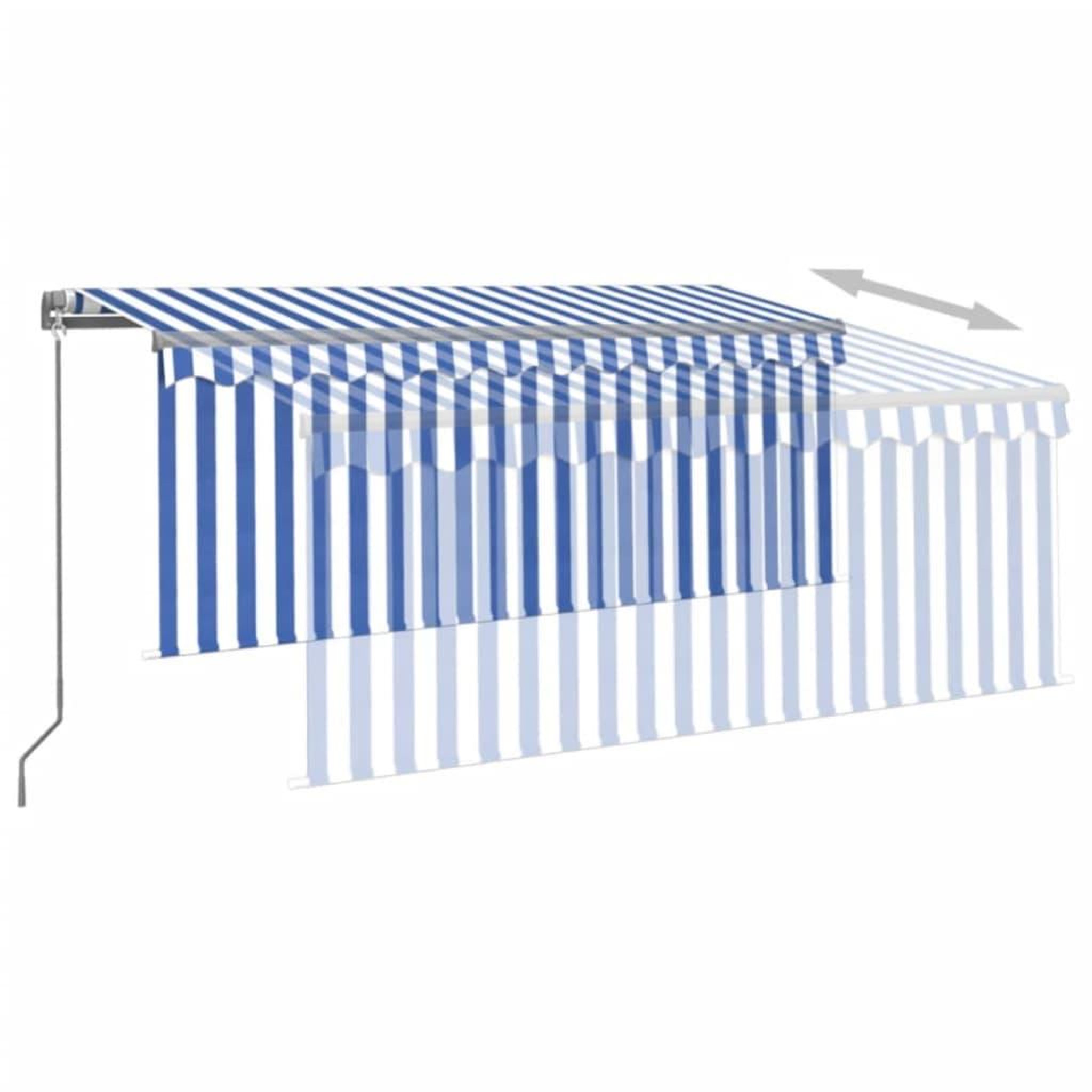 Voir la diapositive 4 : VIDAXL Auvent manuel retractable avec store 3x2,5 m Bleu et blanc