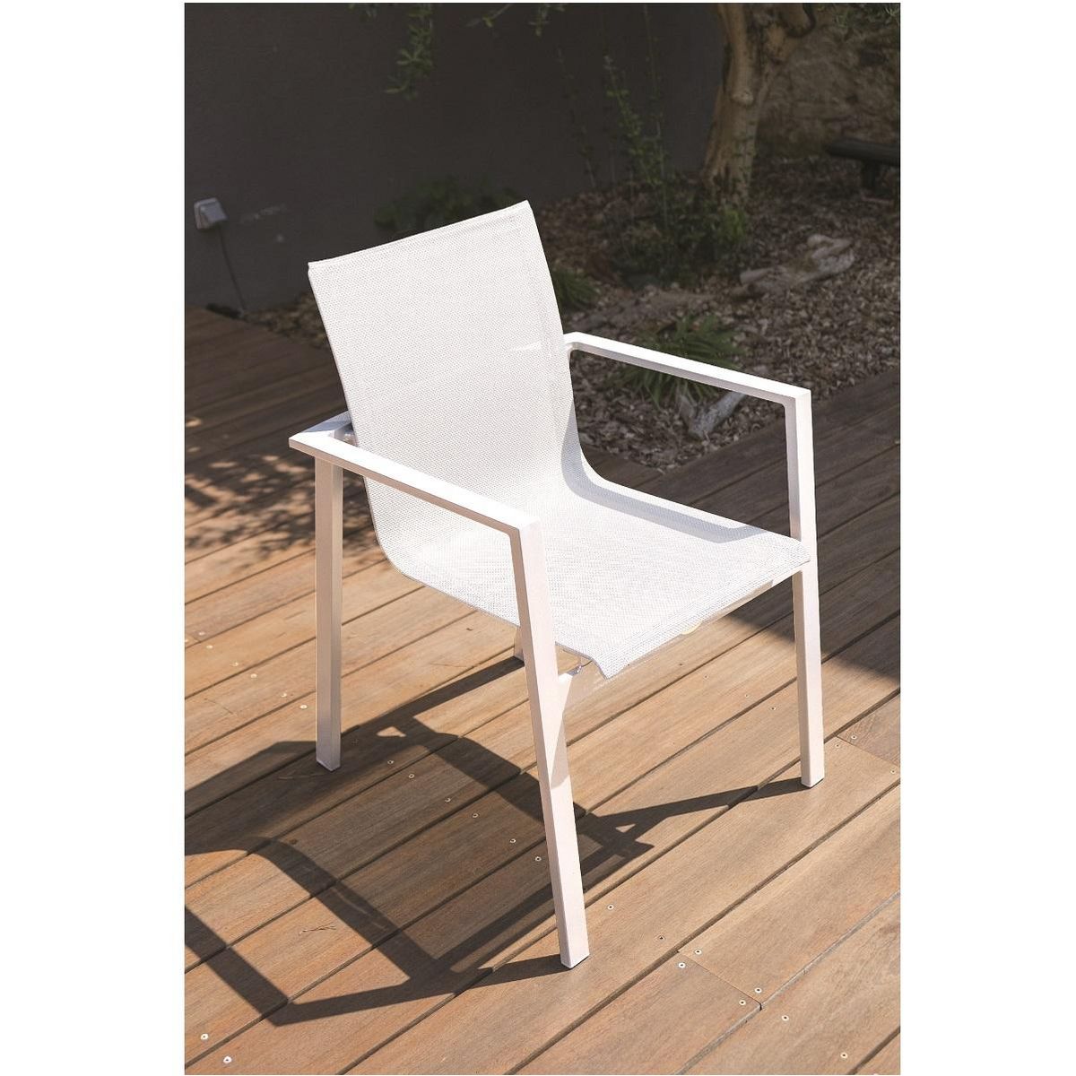 DCB GARDEN Fauteuil de jardin empilable aluminium blanc MYKONOS