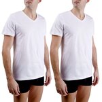 PIERRE CARDIN Lot de 2 t-shirts homme en col v avec broderie sur la poitrine. Coloris disponibles : Blanc