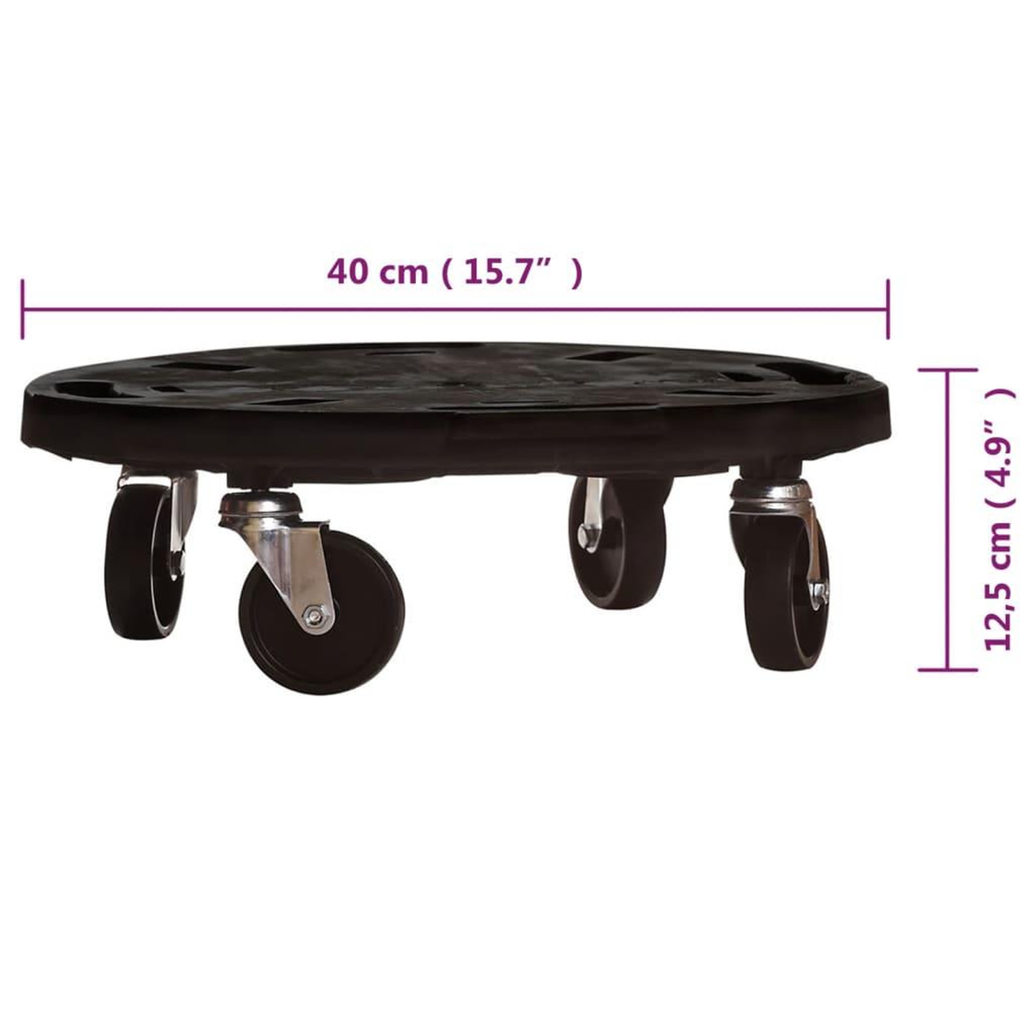 Voir la diapositive 6 : VIDAXL Chariots a plantes avec roues 3 pcs diametre 40 cm noir 275 kg