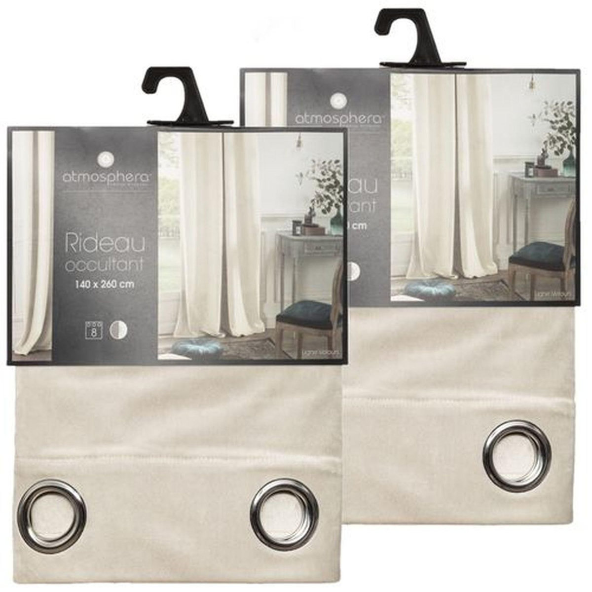 TOILINUX Lot de 2 Rideaux occultants en polyester effet velours