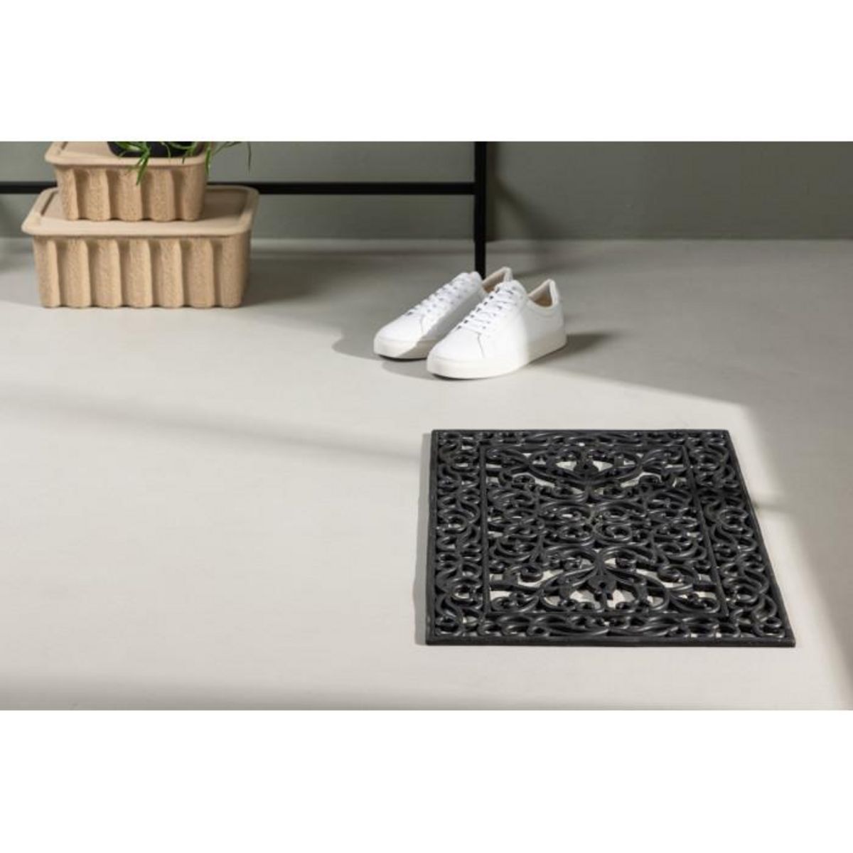 Paris Prix Paillasson Déco  Caoutchouc  45x75cm Noir