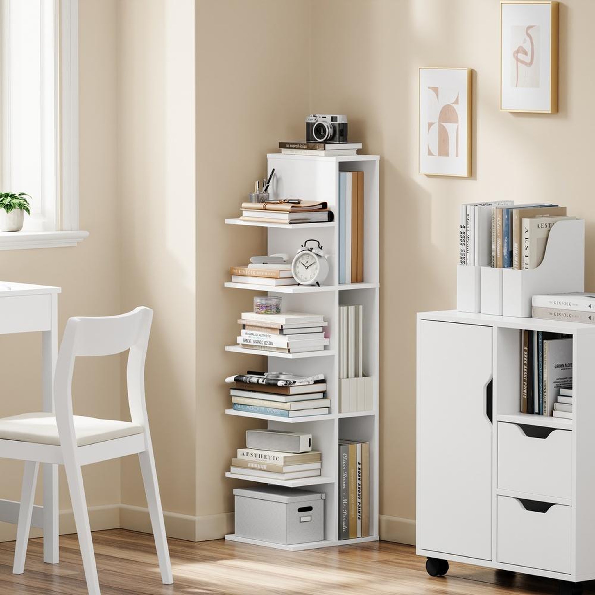 Voir la diapositive 2 : SOBUY Étagère rangement vertical blanc 30x32,5x110,5cm str14-w