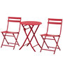 Voir la diapositive 1 : OUTSUNNY Salon de jardin bistro pliable - table ronde Ø 60 cm avec 2 chaises pliantes - métal thermolaqué rouge