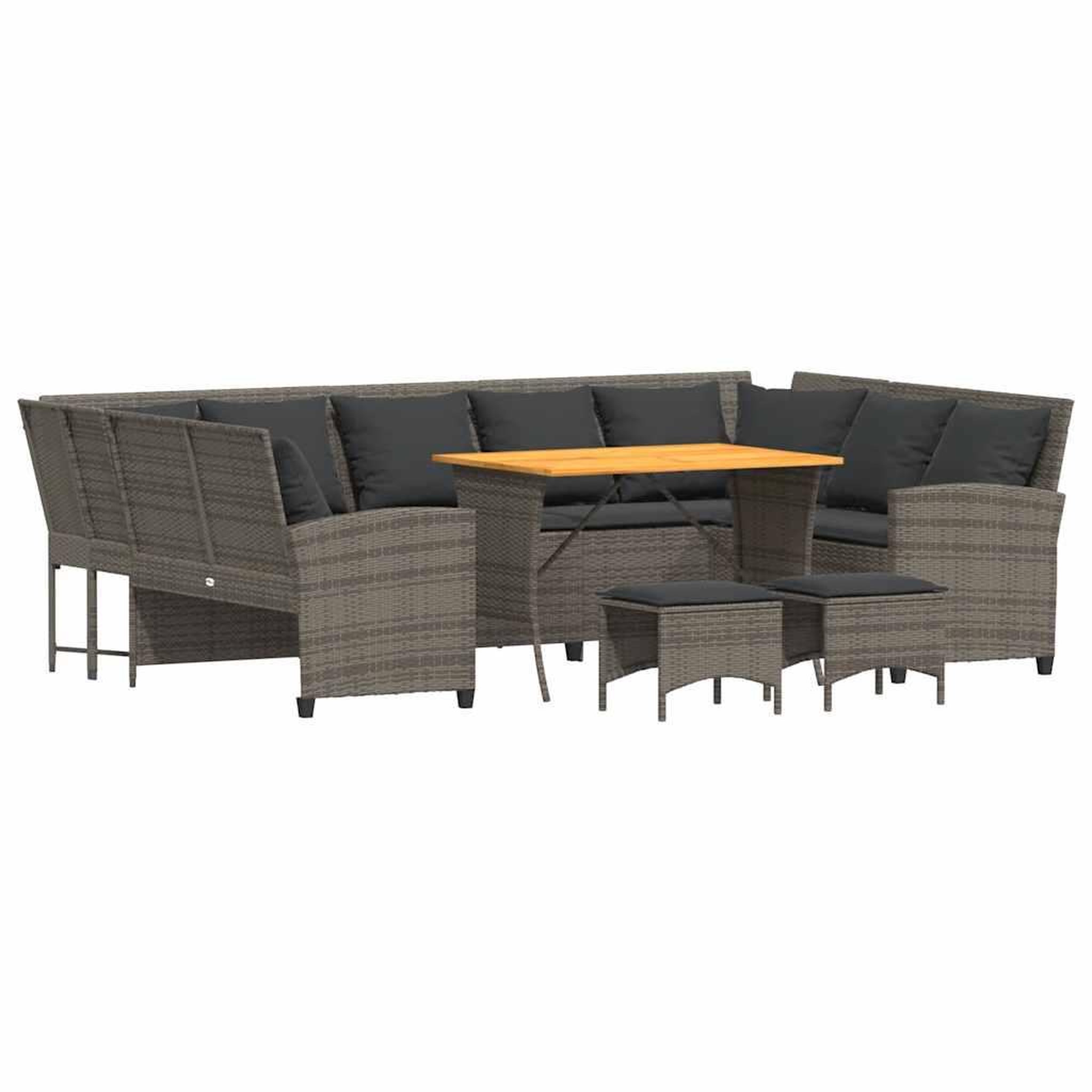 Voir la diapositive 2 : VIDAXL Salon de jardin 4 pcs avec coussins gris resine tressee