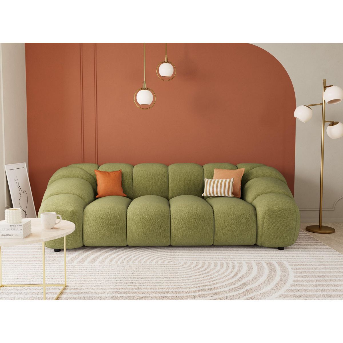 LISA DESIGN Ava - canapé 3 places en velours texturé