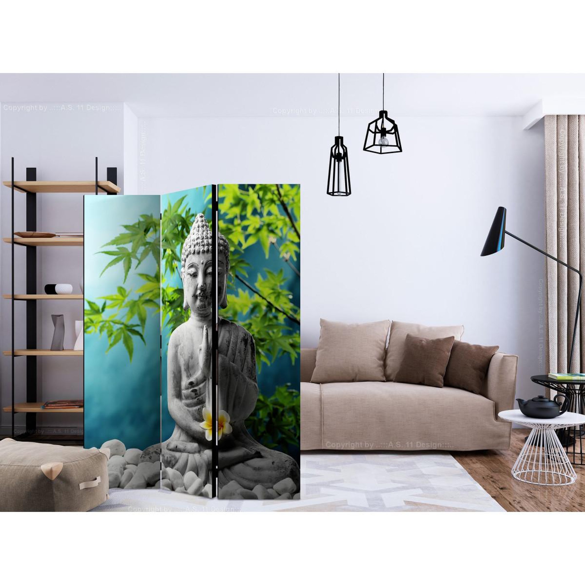 Voir la diapositive 2 : Paris Prix Paravent 3 volets  buddha : beauty of meditation  135x172cm