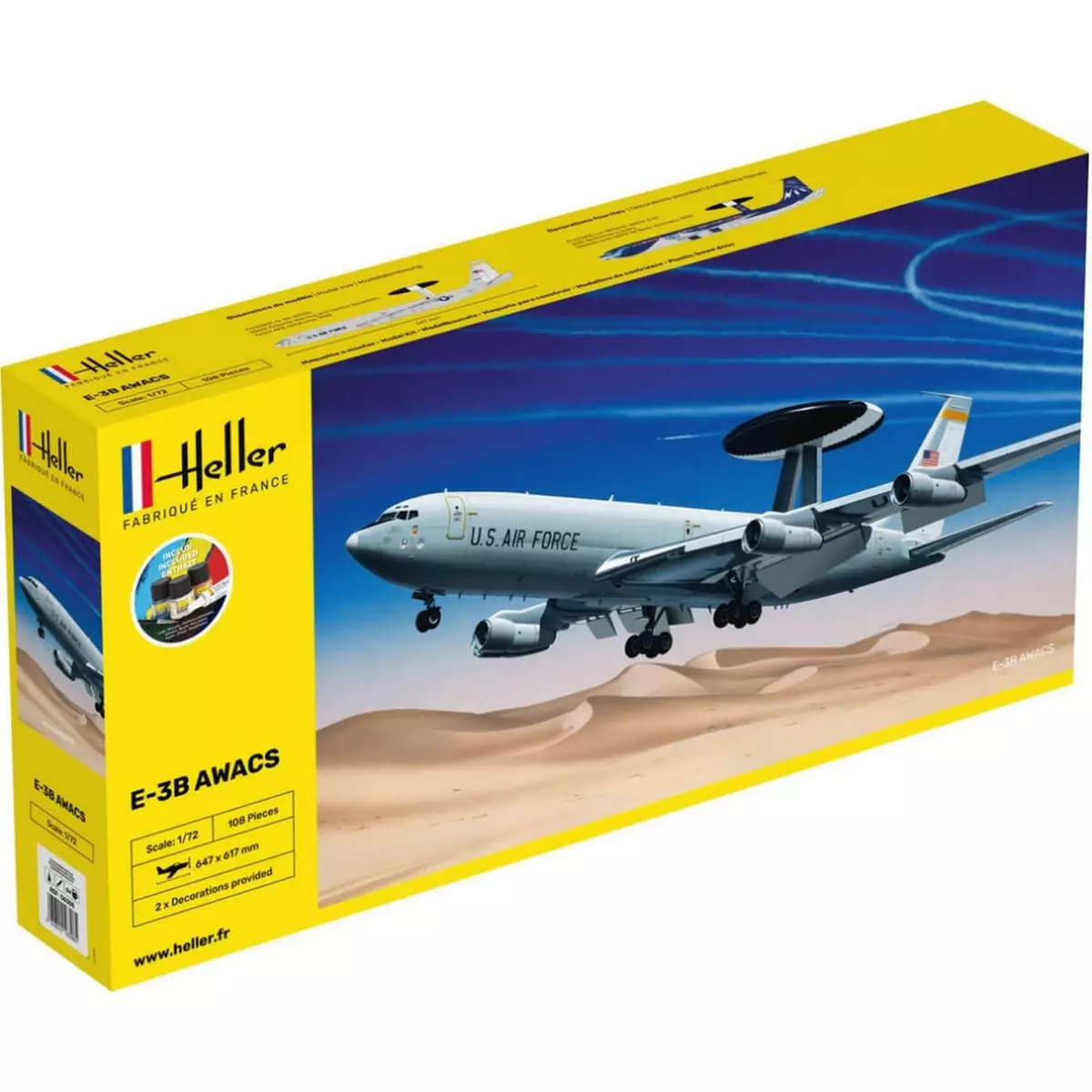 Heller Maquette d'avion : Starter kit : Boeing E-3B Awacs