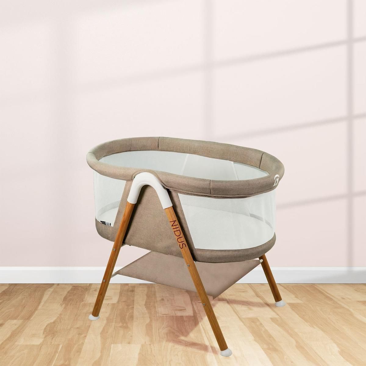 Asalvo Mini Lit Nidus en Beige et Blanc pour Bébé - Confort et Sécurité