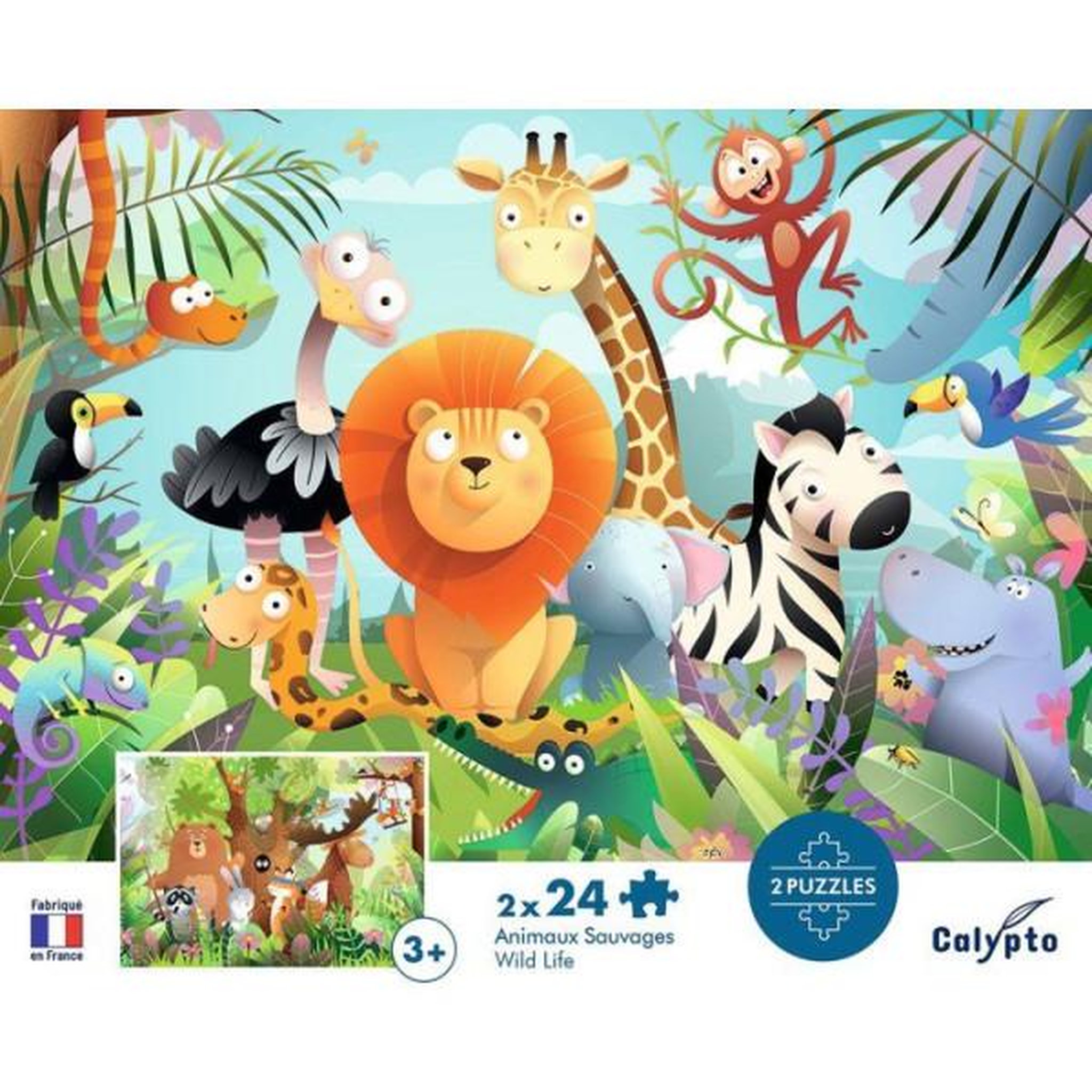 Voir la diapositive 4 : Sentosphere Puzzles SentoSphère Animaux Sauvages 2 x 24 pièces