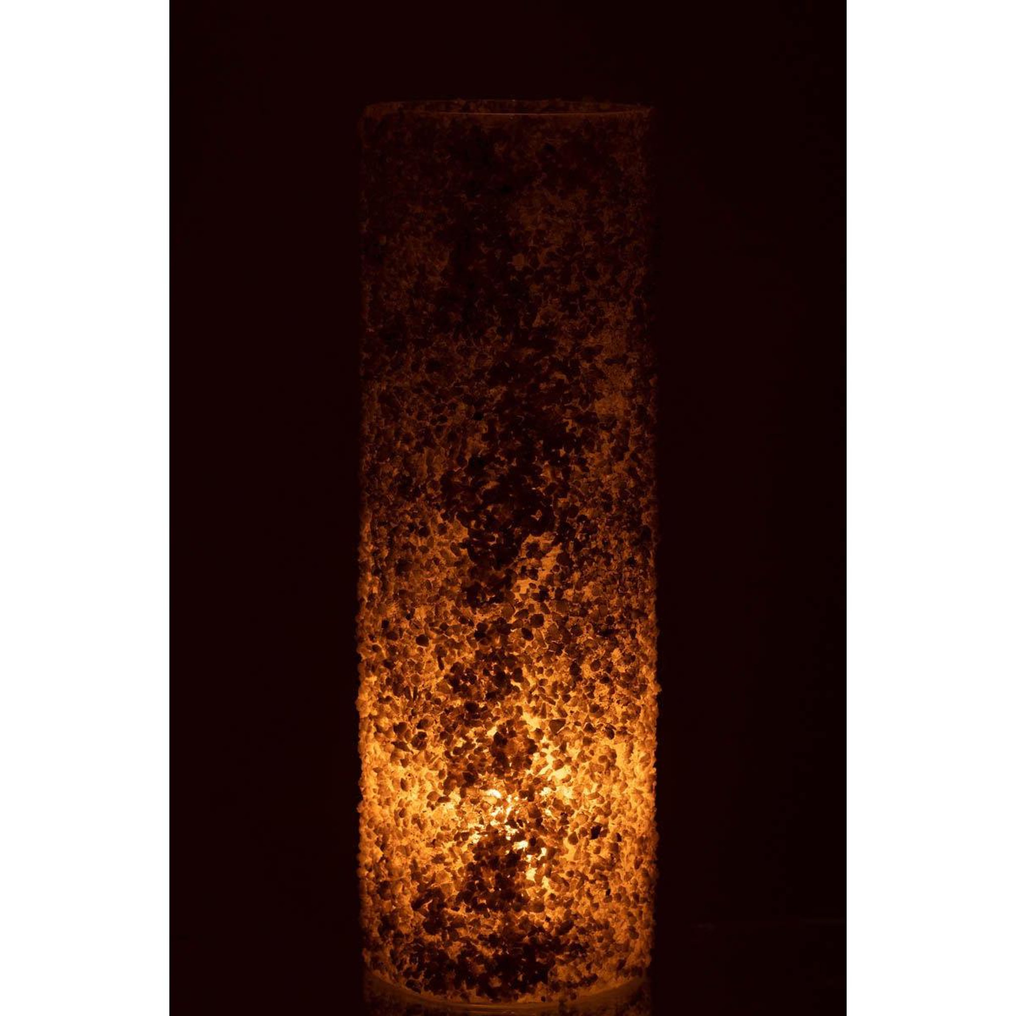 Voir la diapositive 3 : J-LINE Photophore déco en verre  rock  46cm blanc