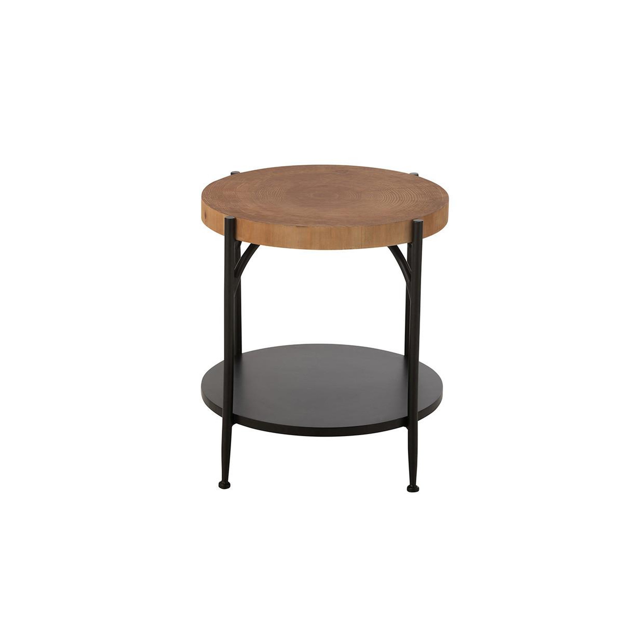 Voir la diapositive 2 : J-LINE Table d'appoint avec étagère  mia  50cm naturel & noir