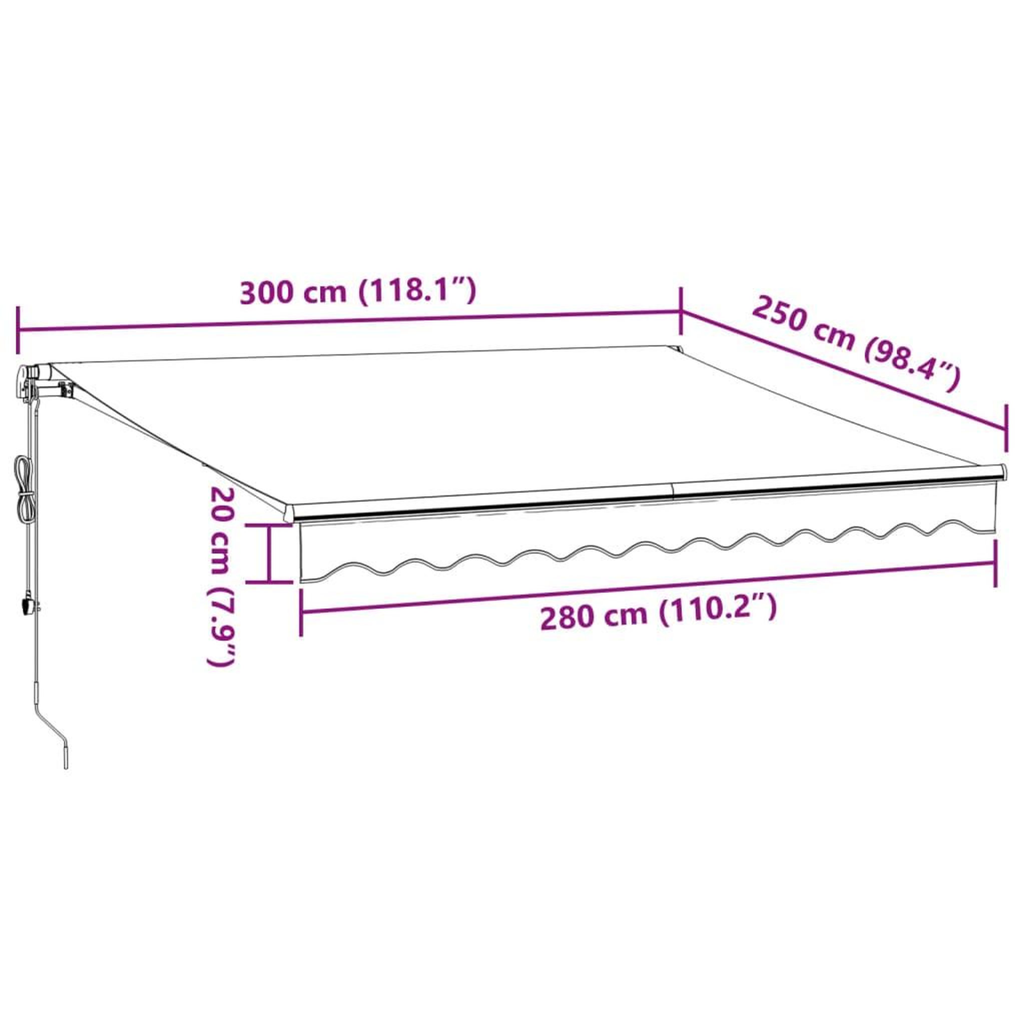 Voir la diapositive 6 : VIDAXL Auvent retractable automatique avec LED marron 300x250 cm