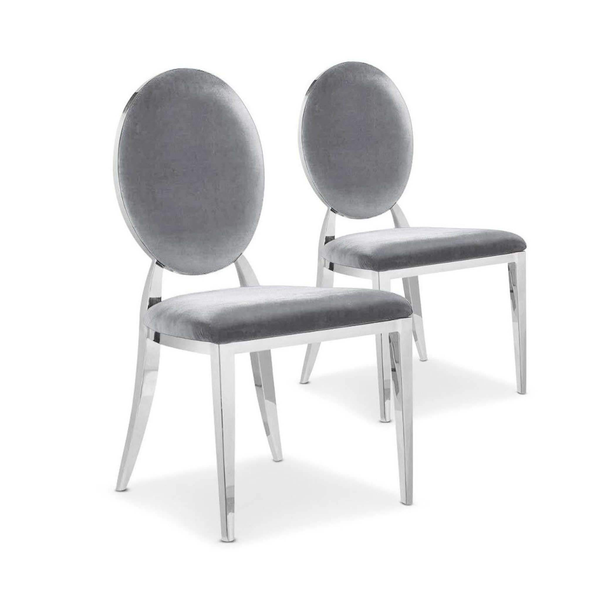 Paris Prix Lot de 2 Chaises Médaillon Velours  Tatianna  90cm Argent