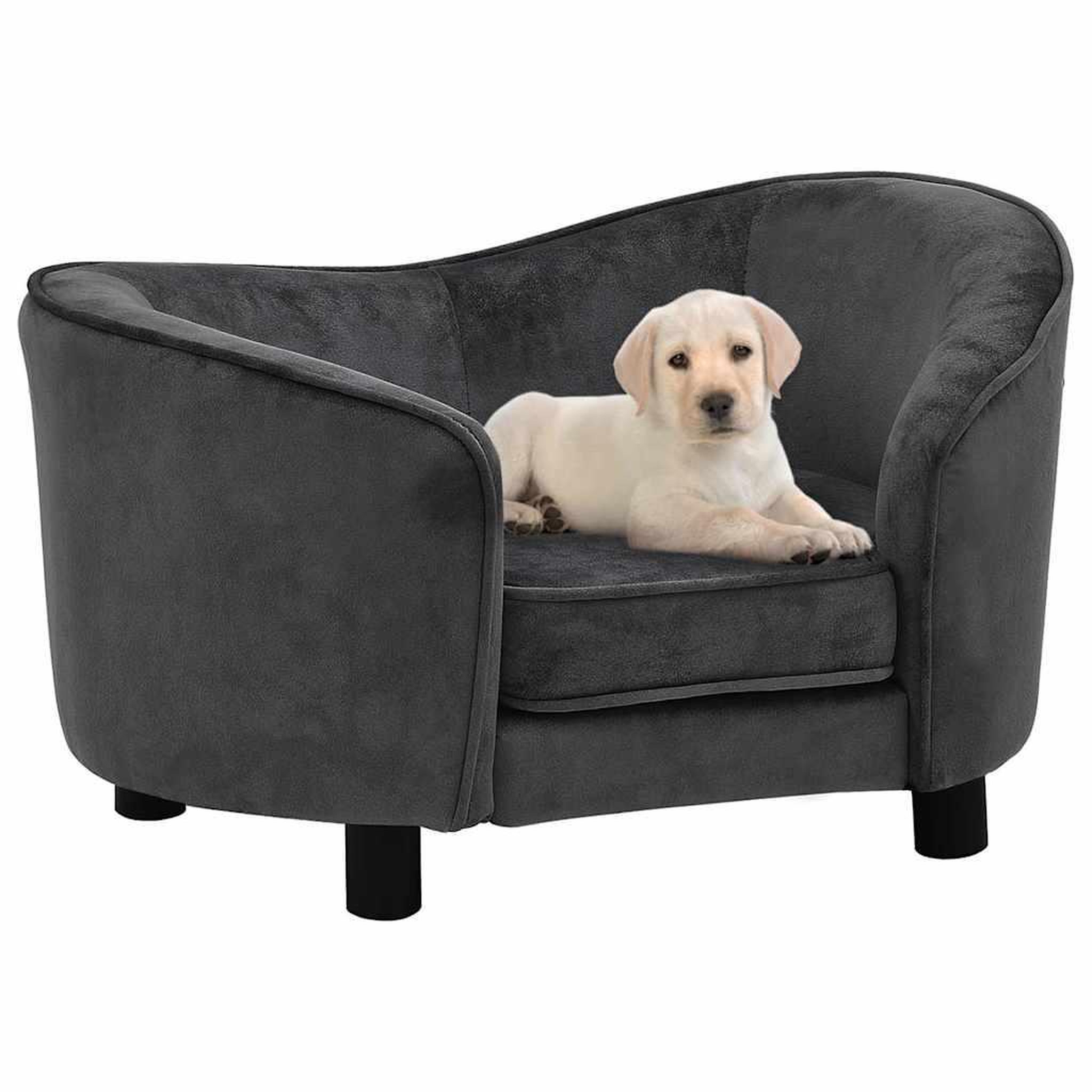 Voir la diapositive 2 : VIDAXL Canape pour chien Gris fonce 69x49x40 cm Peluche