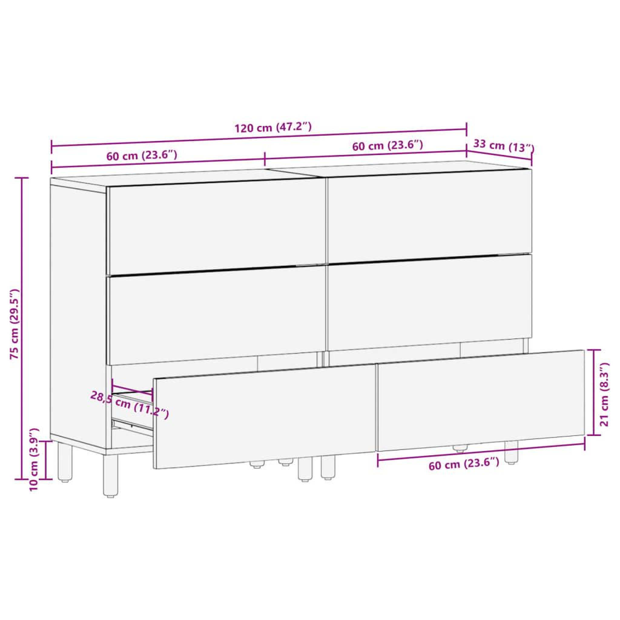 Voir la diapositive 6 : VIDAXL Buffets 2 pcs noir 60x33x75 cm bois d'ingenierie