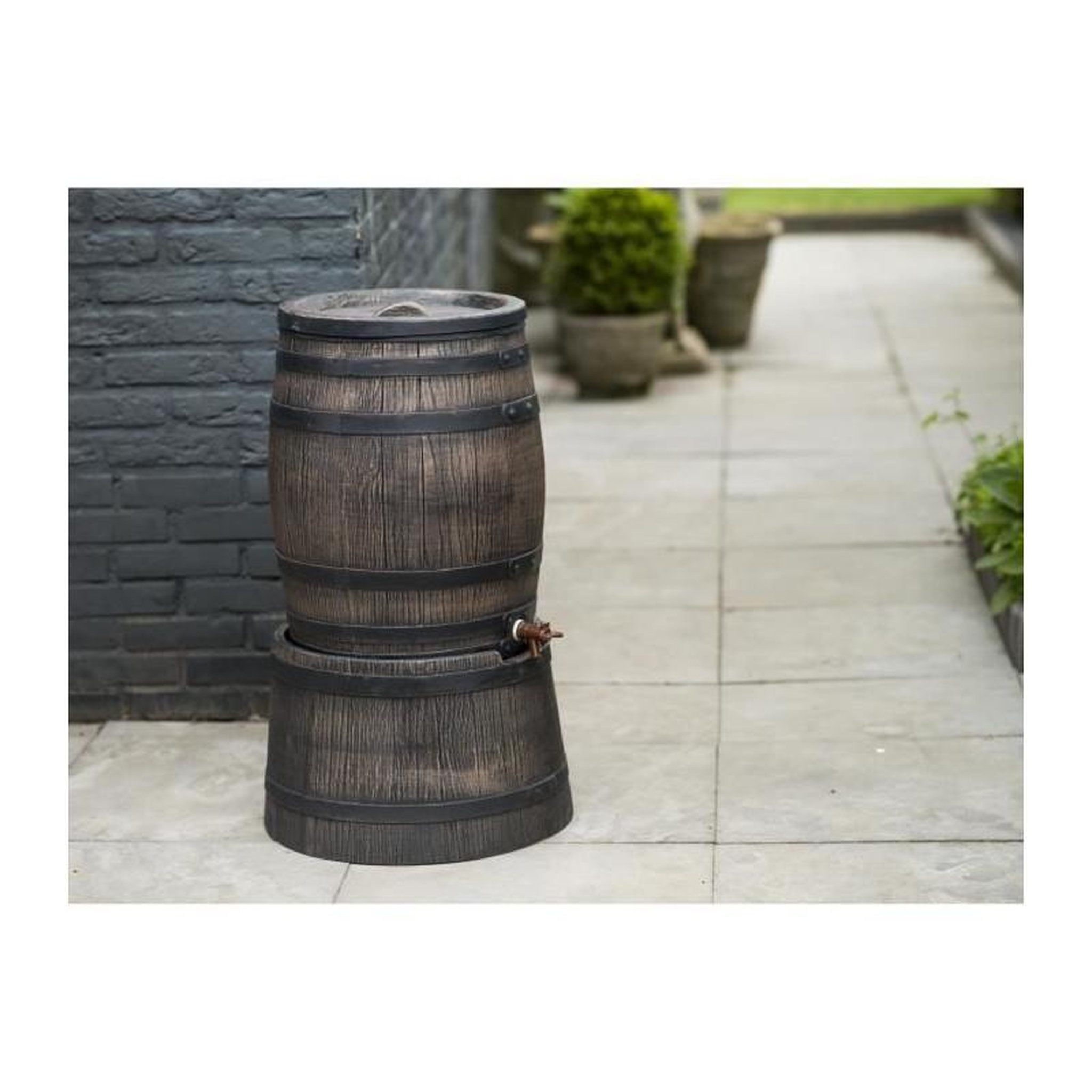 Voir la diapositive 2 : NATURE Nature Support de baril d'eau de pluie 30,5x58 cm Marron